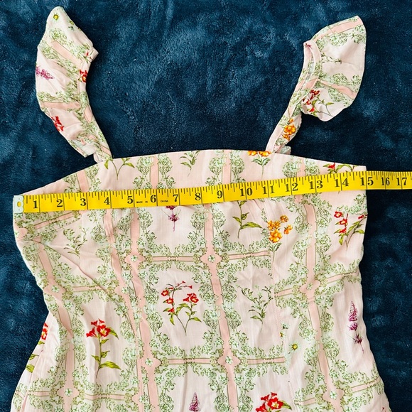 Agua Bendita x Target Dainty Floral Tile Print Flutter Sleeves Mini Dress. EUC - Picture 6 of 8